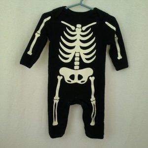 Old Navy baby boys girls one-piece 6-12M Black Skeleton graphic Long sleeve